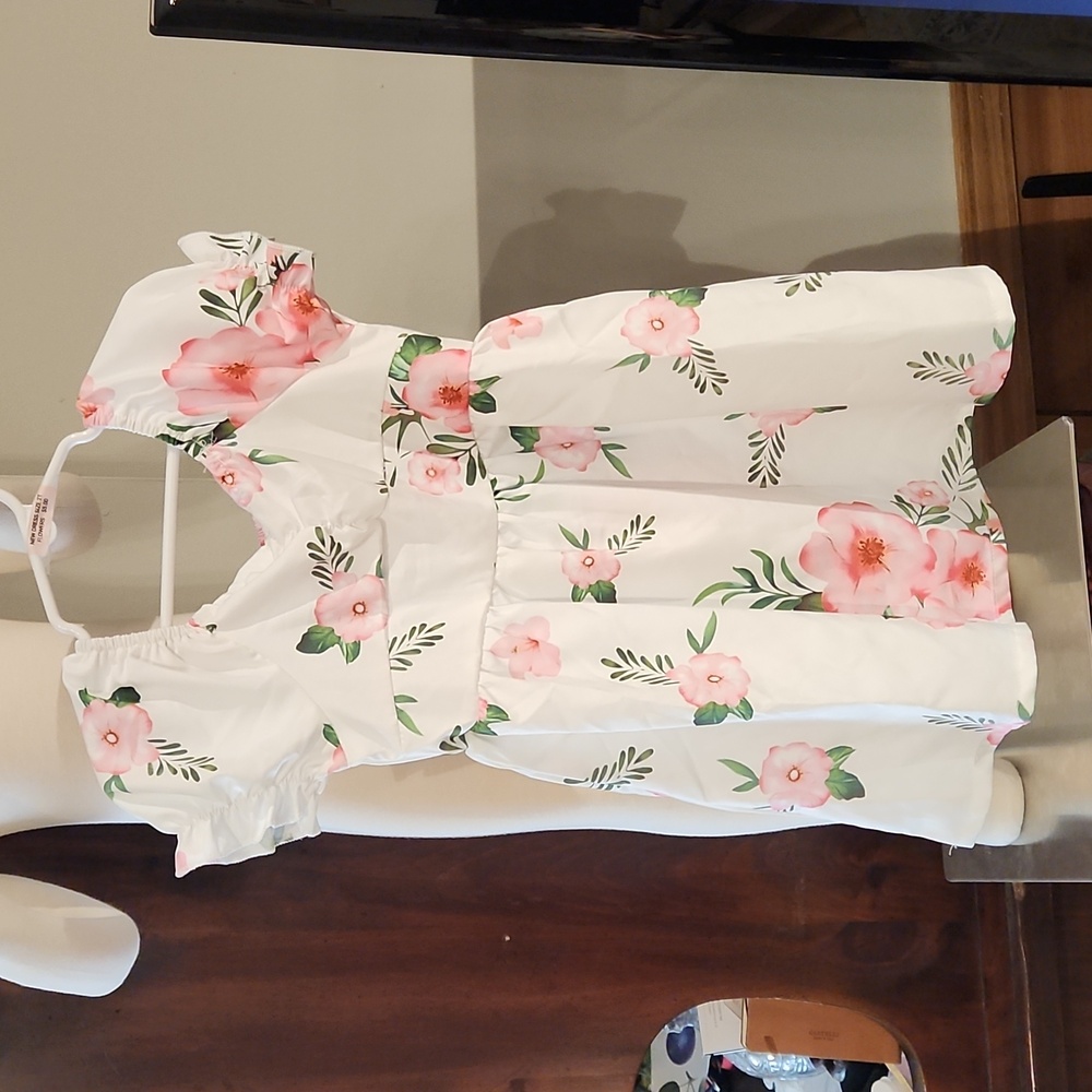 NEW GIRLS DRESS PRETTY PINK, FLOWER DRESS, WHITE SIZE 2T